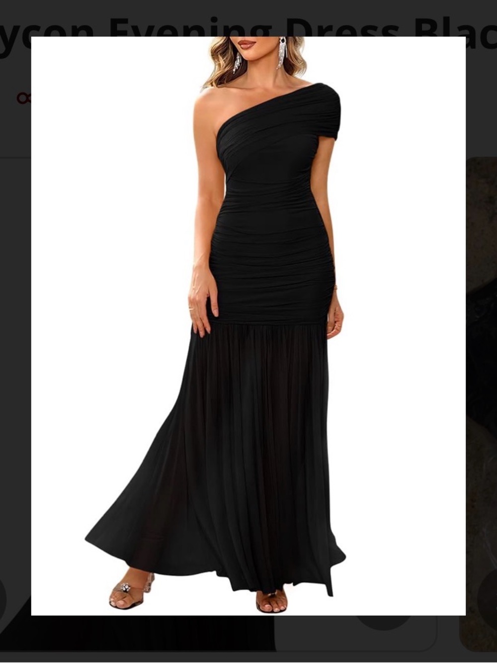 One-Shoulder Black Evening Gown Small